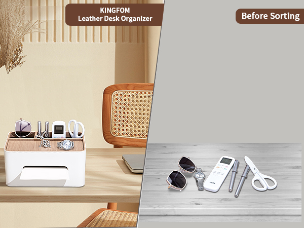 Tissue Box Cover Rectangular Storage Organizer, Multifunctional Remote Control Holder Desk Organizer