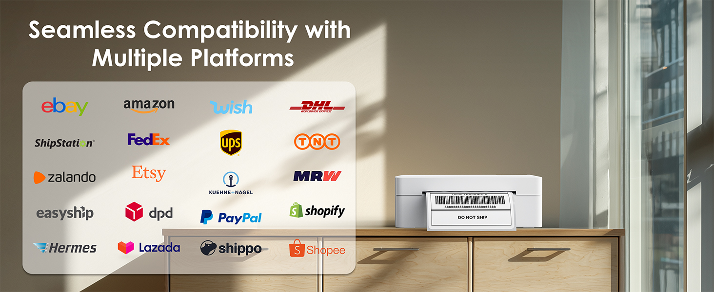 Bluetooth Thermal Shipping Label Printer, 4x6 Wireless Thermal Address Label