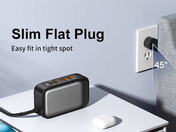 65W USB Power strip with USB-A/ USB-C/AC outlet ports
