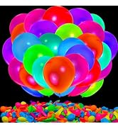 260 Pcs UV Neon Balloons, 14 Inch Neon Glow Party Balloons 7 Colors Glow Balloons Glow in the Dar...