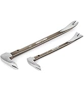 MAXPOWER 2 pcs Nail Puller Set. 8-Inch and 12-Inch Nail Puller Pry Bar and Chisel Scraper