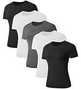 Kinglaman 1/5 Pack Women's Short Sleeve Basic T Shirts Tees, Slim Fit Crew Neck Tshirt Summer Top...