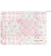 Sunwel Fashion Cute Cosmetic Bag for Women Girls, Floral Coquette Aesthetic Makeup Bags (PINKBOWS)
