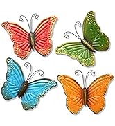 GIFTME 5 Metal Butterfly Wall Art Decor Set of 4 Colorful Garden Wall Sculptures