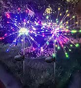 2 Pack Solar Firework Lights, Solar Garden Lights Outdoor 120 Led, Waterproof Solar Garden Firewo...