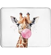 XUNLURY Funny Giraffe Animals Mouse Pad, Pink Bubble Gum Giraffe Mouse Pads for Wireless Mouse Co...