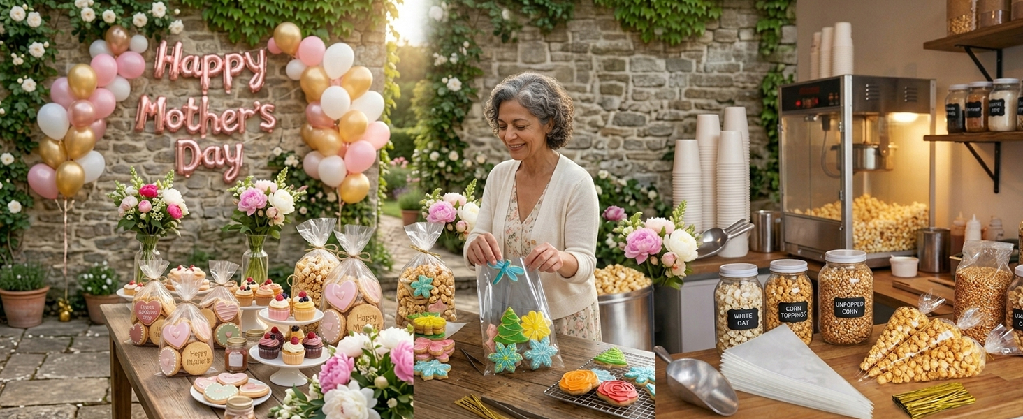 Clear Goodie Bags, Bottom Gusset for Stand-Up Display, Small Plastic Gift Wrap