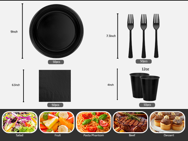 black plastic plates for party