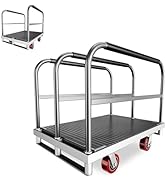 2IN1 Heavy Duty Panel Truck, 36" x 24" Platform Cart w/Rubber Mat & 3 Handrails, 2600 lbs Capacit...