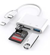 SD Card Reader for iPhone iPad, Built-in Lightning USB-C Dual Port SD Card Adapter with SD MicroS...