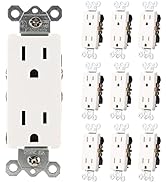 Baomain 10-Pack Receptacle, 15Amp 125V 2 Pole 3 Wire Electrical Wall Outlet, Non-Tamper Resistant...