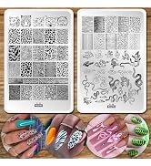 Leopard Snake Nail Stamping Plate Stencils for Nail Art Reusable 2Pcs Large Size Nail Stamper Pla...