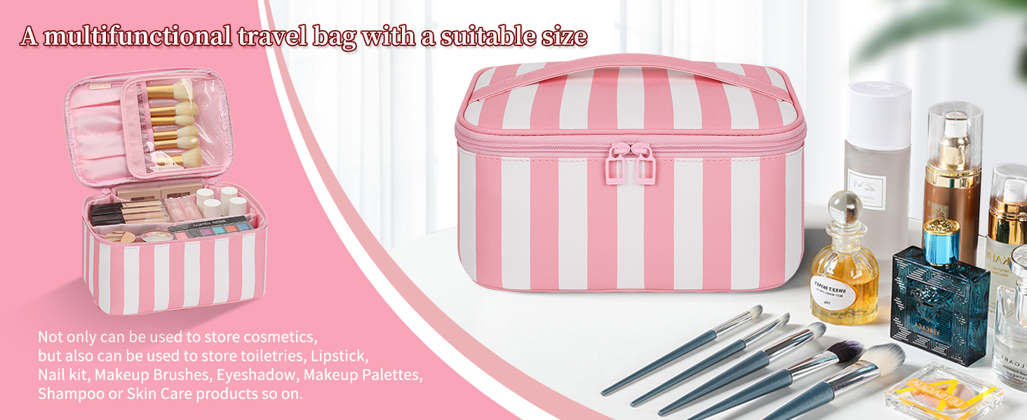 stripes makeup bag
