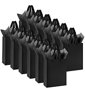Ethhqu 12-Pack Small Black Gift Bags with Handles - Includes 24 Tissue Papers, 6.3x4.7x2.4 Inches...