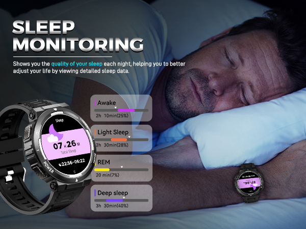 Military Smart Watch for Men Flashlight Tactical Smartwatch Fitness Watch 3ATM Waterproof