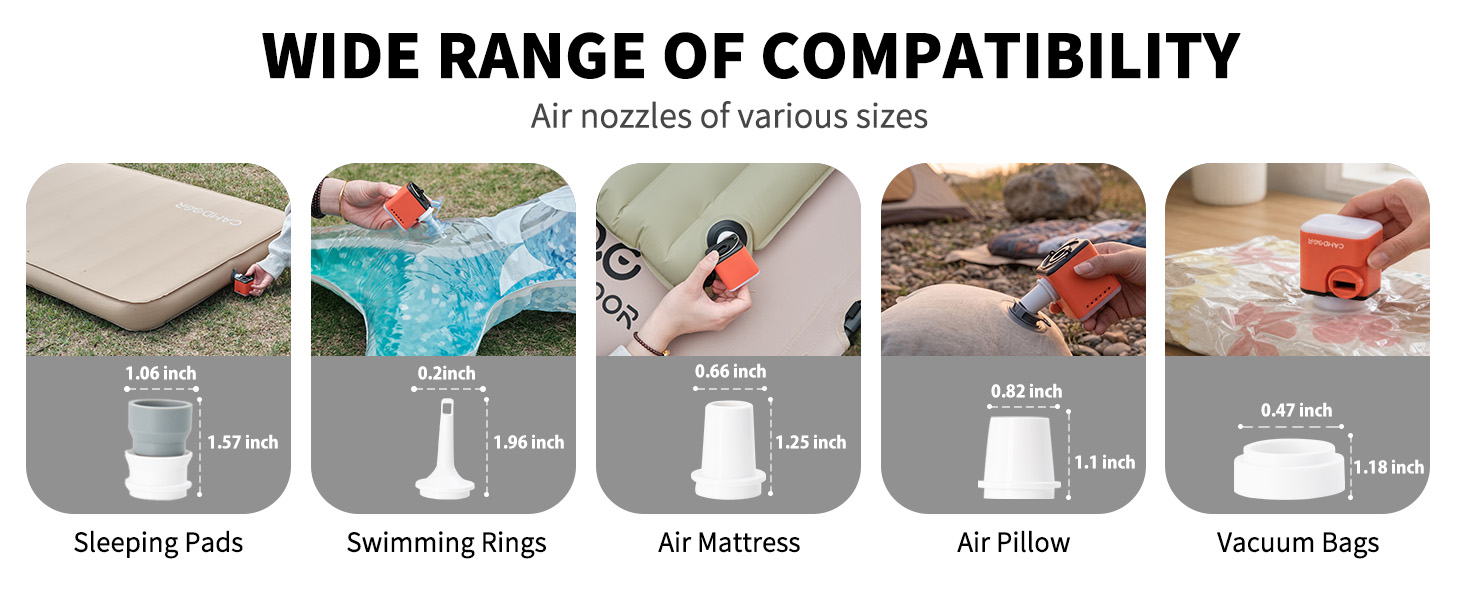 multiple nozzles for various valves,dual function inflate and deflate