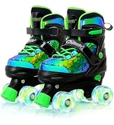 Nattork Kids Roller Skates for Boys Girls Kids 4 Size Adjustable Sequins Quad Skates with All Lig...