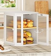 HOOBRO Bamboo Bread Box, Kitchen Countertop Corner Bread Box, Large Capacity 2-Tier Bread Contain...