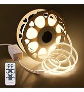 Aclorol 100FT Outdoor COB LED Strip Lights Waterproof Warm White 110V 120V | Flexible Dimmable LE...