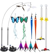 KesterlsShopping 3-in-1 Cat Wand Toys,12Pcs Interactive Cat Feather Toys for Indoor Self Play & E...