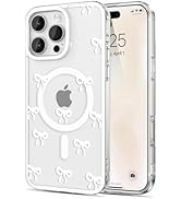 EYZUTAK Magnetic Case for iPhone 16 Pro Max, Compatible with MagSafe, Clear Cute Ribbon Bowknot A...