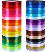 36 Colors 900 Yards Fabric Ribbons Satin Ribbon Metallic Glitter Ribbons Rolls Craft Ribbons Embe...
