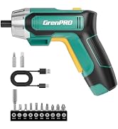 GRENPRO 4V Cordless Screwdriver Rechargeable, Electric Screwdriver Cordless 9pcs Bit, 1pc Bit Hol...