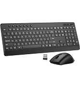 EDJO Wireless Keyboard and Mouse Combo, Silent Full-Sized 2.4GHz Wireless Keyboard and Adjustable...