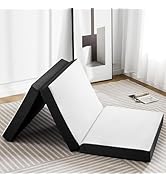 Sweetcrispy Folding Mattress, 4 inch Tri-fold Memory Foam Topper for Camping, Foldable Topper wit...