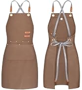 BeLuyi chef apron bib tool apron for man woman cross back straps with 4 pockets for kitchen cooki...