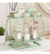 YIWANFW Green Perfume Organizer for Dresser, 2-Tier Bathroom Counter Organizers, Elegant Round Ma...