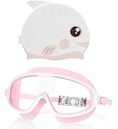 YLKJSWIM Kids Swim Goggles for 3-8 with Swim Cap, Swimming Goggles Cap Set with Anti-Fog Anti-UV ...