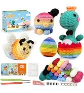 Crochet Kit for Beginners, 4pcs Crochet Animal Kit for Adults Kids, Beginner Crochet Kit with Ste...