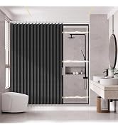 AJAZZ Magnetic Folding Shower Curtains Fabric Polyester Material Waterproof Shower Curtain Suitab...