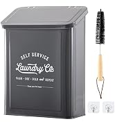 MONJITA Magnetic Lint Bin for Laundry Room, Wall Mounted Lint Trash can with lid for Dryer, Farmh...