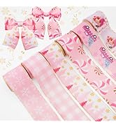 KINGLAKE Christmas Ribbon Wired 2.5 Inch Pink Christmas Wired Edge Ribbon,30 Yards Christmas Tree...