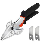Professional-grade metal shears with black rubber grip handles and orange accent. Includes two replacement blades shown separately.