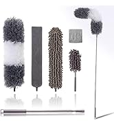 Microfiber Duster Kit for High Ceiling (6pcs), Extendable Dusters for Cleaning with 100" Extensio...
