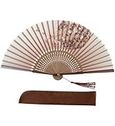 Salutto Hand Fan Bamboo Printed Pattern Folding Fan Lacquered Bamboo Fan For Party Wedding Gift W...