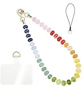 Handmade Natural Gemstone Crystal Beaded Charm Cell Phone Camera Lanyard, Hands-Free Wrist Strap,...