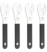 Vaasee 4 PCS Thin Hub Cone Wrench Set, Cr-V Steel + Ni-Cr Plating Bicycle Wheel Hub Axle Nut Inst...
