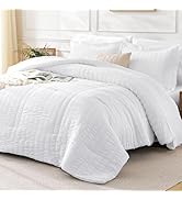 FreshCulture Comforter Set Seersucker 5 Pieces, All Season Bedding Set Twin XL, Bed in a Bag Comf...