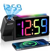 Peakeep Projection Alarm Clock for Bedroom Ceiling, Loud for Heavy Sleepers, RGB Nightlight, Mult...