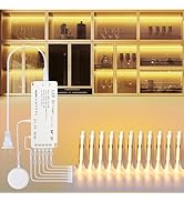 JUSJUBR LED Shelf Lights, 16.4ft Dimmable Cuttable COB LED Strip Lights, Warm White 3000K, Under ...