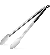 Grill Tongs, 17 Inch Extra Long BBQ Tongs, Premium Stainless Steel Metal Tongs for Cooking, Grill...
