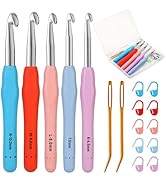 Mayboos 5 Sizes Crochet Hook Set, Large Crochet Hooks Yarn Needle Kits Knitting Needles with Ergo...