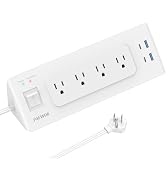 Electrical Outlet Extender with USB C, Flat Wall Plug Extension Cord with 4 Sockets, Surge Protec...