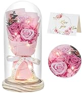 HVY Flowers Gifts for Her Mom Women Preserved Forever Fresh Flowers Bouquet with Blue and White R...