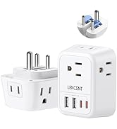 LENCENT Foldable India Travel Plug Adapter, US to India Power Plug Adapter with 4 Outlets, 4 USB ...