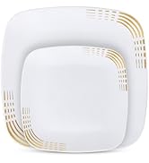 R-kay Gold Plastic Plates For Party - 40 Pack - 20 Square Plastic Plates 10.25 Inch And 20 Small ...